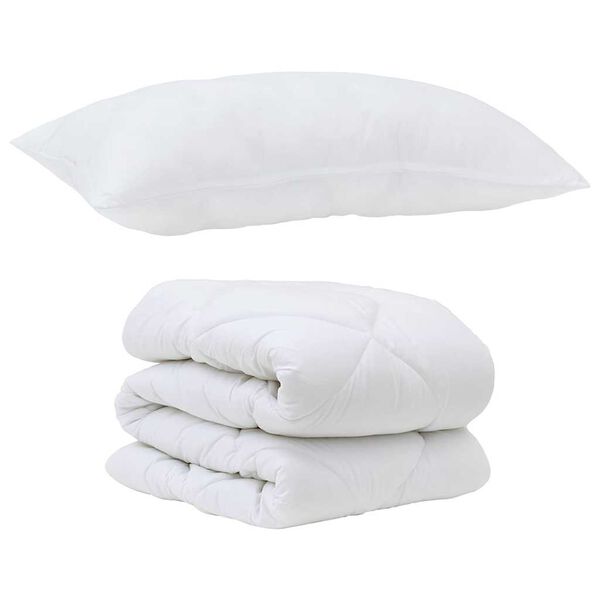 vidaXL Σετ Παπλωμάτων με μαξιλάρι 2 pcs Λευκό Μικροΐνες