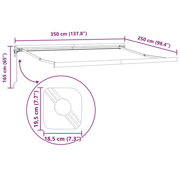 vidaXL Αυτοκίν. Ανασυρόμενη Τέντα Μπεζ 350x250 εκ