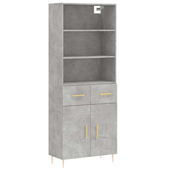 vidaXL Ντουλάπι Γκρι Σκυροδέματος 69,5x34x180 εκ. Επεξεργασμένο Ξύλο