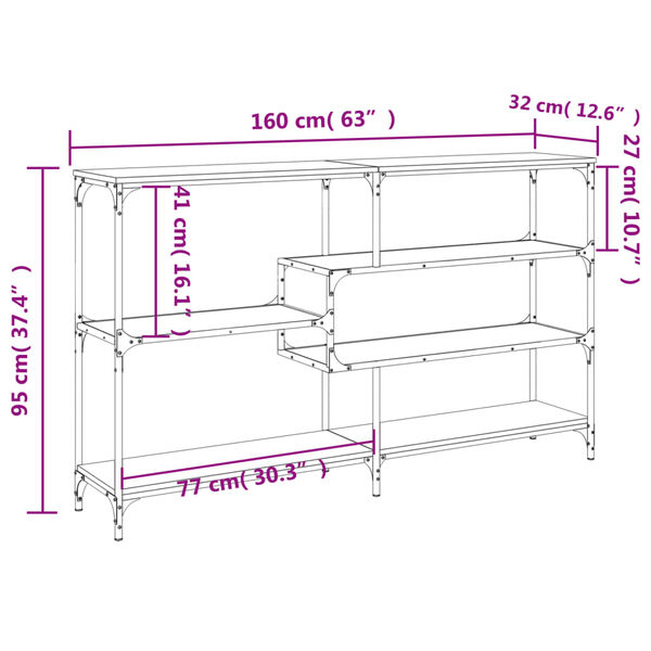 vidaXL Τραπέζι Κονσόλα Μαύρο 160x32x95 εκ. Επεξεργασμένο Ξύλο