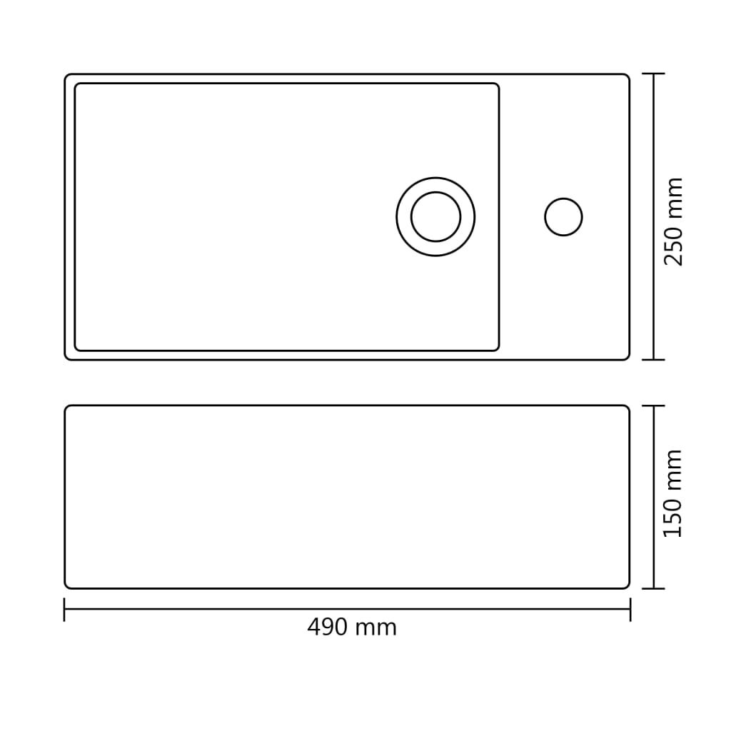 vidaXL Νιπτήρας με Οπή Υπερχείλισης Ασημί 49x25x15 εκ. Κεραμικός