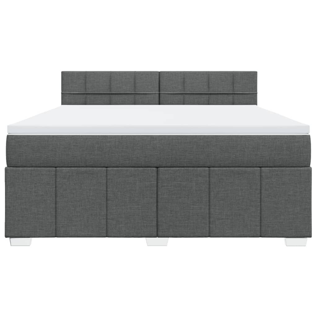 vidaXL Κρεβάτι Boxspring με Στρώμα Σκούρο Γκρι 180x200 εκ Υφασμάτιν