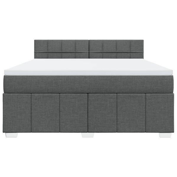 vidaXL Κρεβάτι Boxspring με Στρώμα Σκούρο Γκρι 180x200 εκ Υφασμάτιν