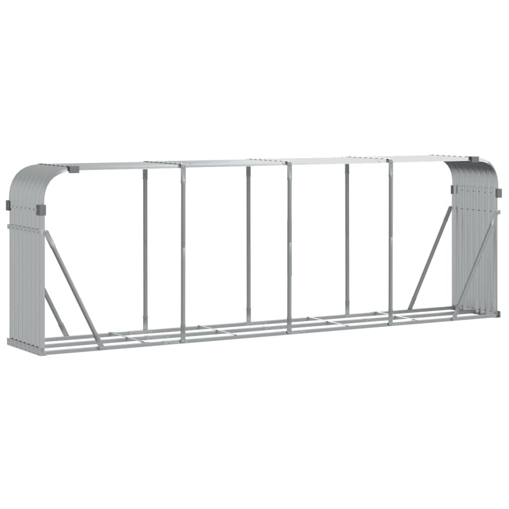 vidaXL Ξυλοθήκη Ασημί 300x45x100 εκ. από Γαλβανισμένο Ατσάλι