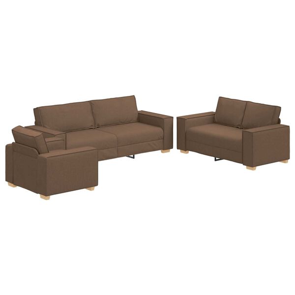 vidaXL Σετ Καναπέ με μαξιλάρι 3 pcs Καφέ 220 x 78 x 84 εκ. ύφασμα