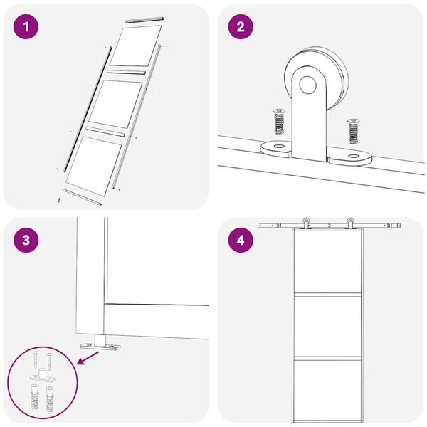 vidaXL Πόρτα Συρόμενη 3 πάνελ Μαύρη 76 x 205 εκ. από Γυαλί ESG / Αλουμίνιο
