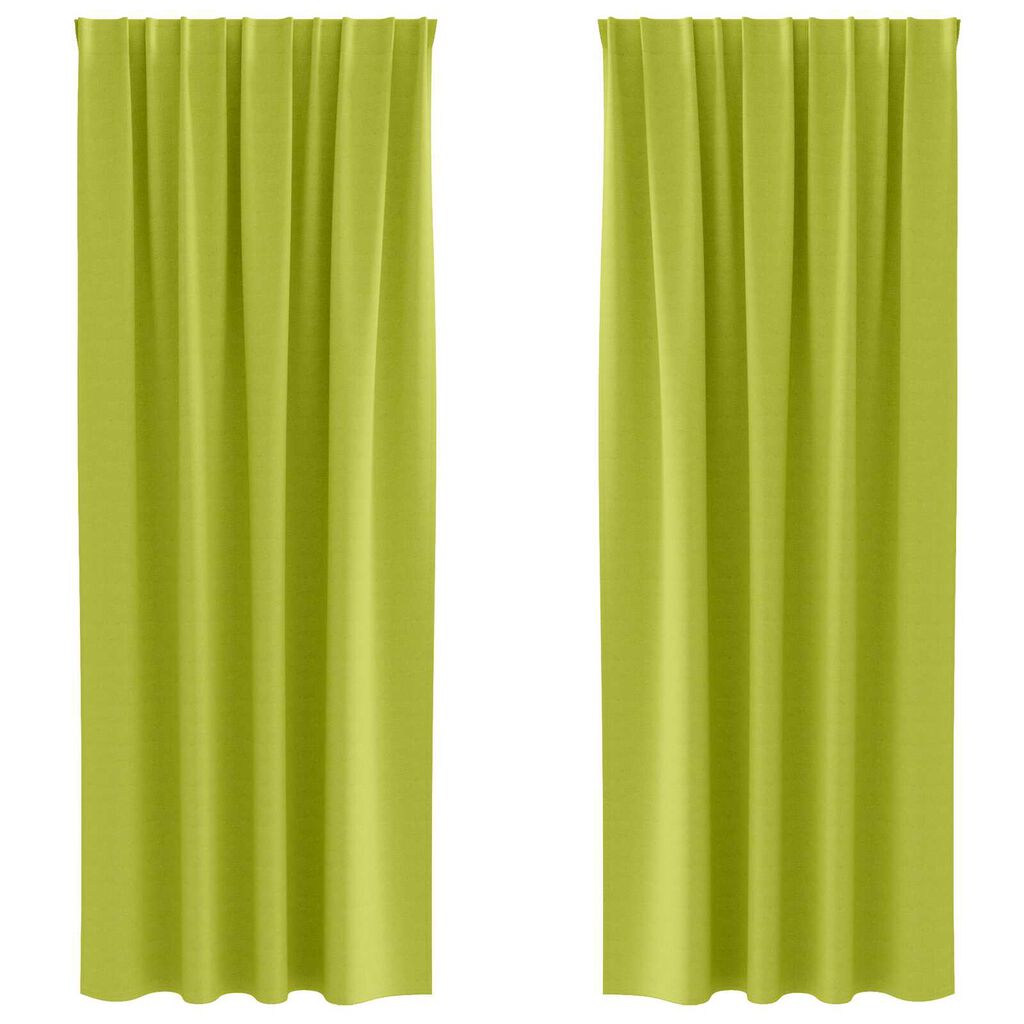 vidaXL Κουρτίνες με κουρτίνες 2 pcs Λαχανί 260 x 140 εκ. Πολυεστέρας