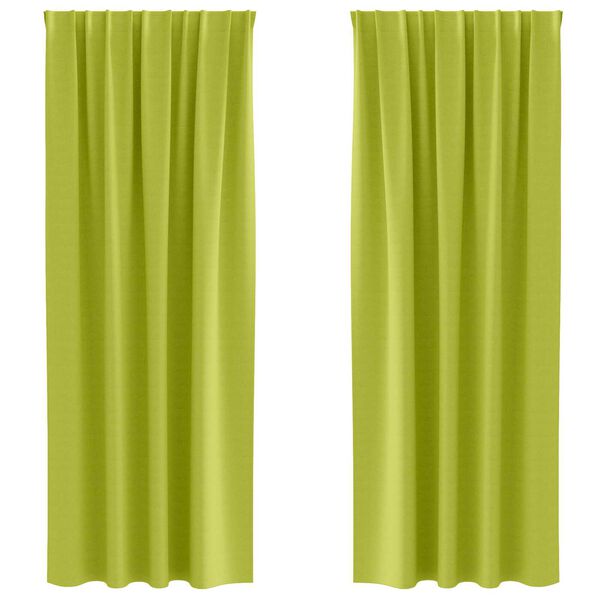 vidaXL Κουρτίνες με κουρτίνες 2 pcs Λαχανί 260 x 140 εκ. Πολυεστέρας