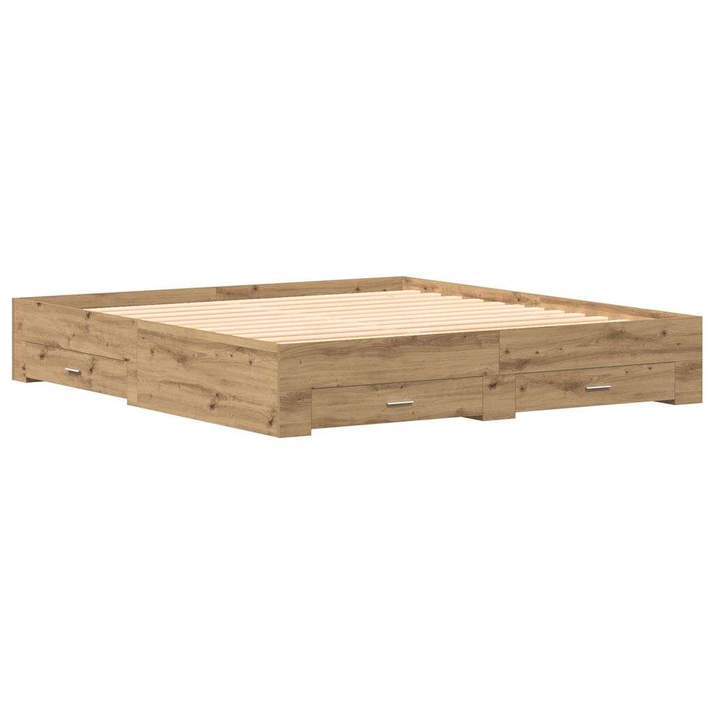 vidaXL Κρεβάτι με Συρτάρια Artisan Oak 180x200 cm Επεξεργασμένο Ξύλο