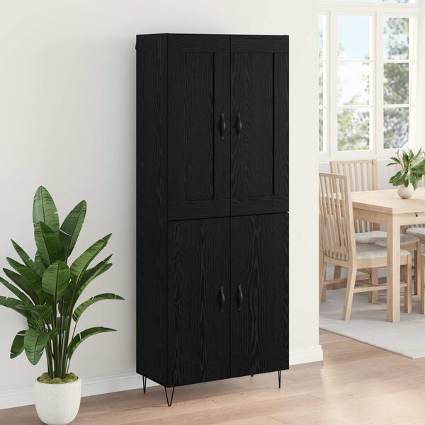 vidaXL Highboard &Mu;&alpha;ύ&rho;&eta; &Omicron;&xi;&upsilon;ά 69,5 x 34 x 180 &epsilon;&kappa;. &Epsilon;&pi;&epsilon;&xi;&epsilon;&rho;&gamma;&alpha;&sigma;&mu;έ&nu;&omicron; &xi;ύ&lambda;&omicron;