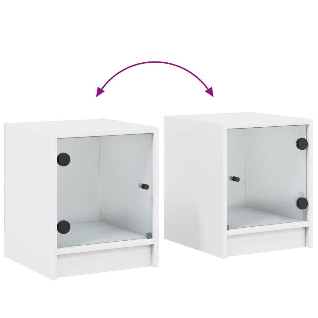 vidaXL Κομοδίνο με Γυάλινη Πόρτα Λευκό 35x37x42 εκ.