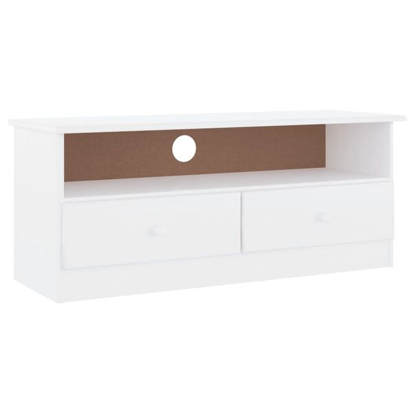 vidaXL Έπιπλο Τηλ. Συρτάρια ALTA Λευκό 100x35x41 εκ. Μασίφ Ξύλο Πεύκου