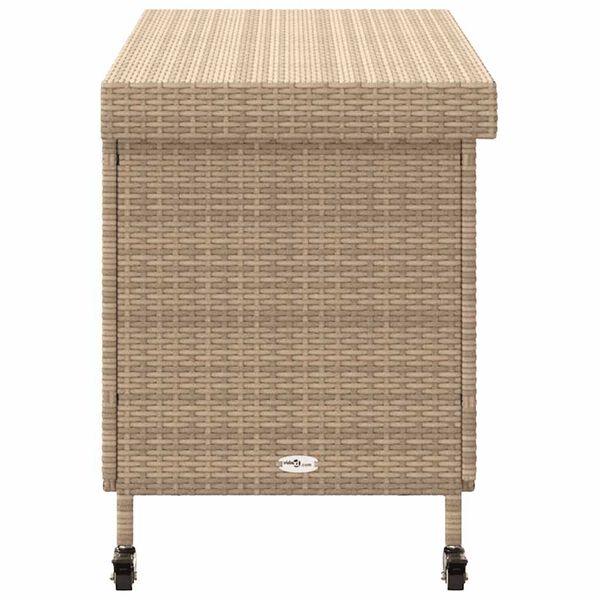vidaXL Κουτί Αποθήκευσης Κήπου με Ρόδες 110x55x73 εκ. Συνθετικό Ρατάν