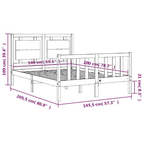 vidaXL Σκελετός Κρεβ. Χωρίς Στρώμα Λευκό 140x200 εκ Μασίφ Πεύκο