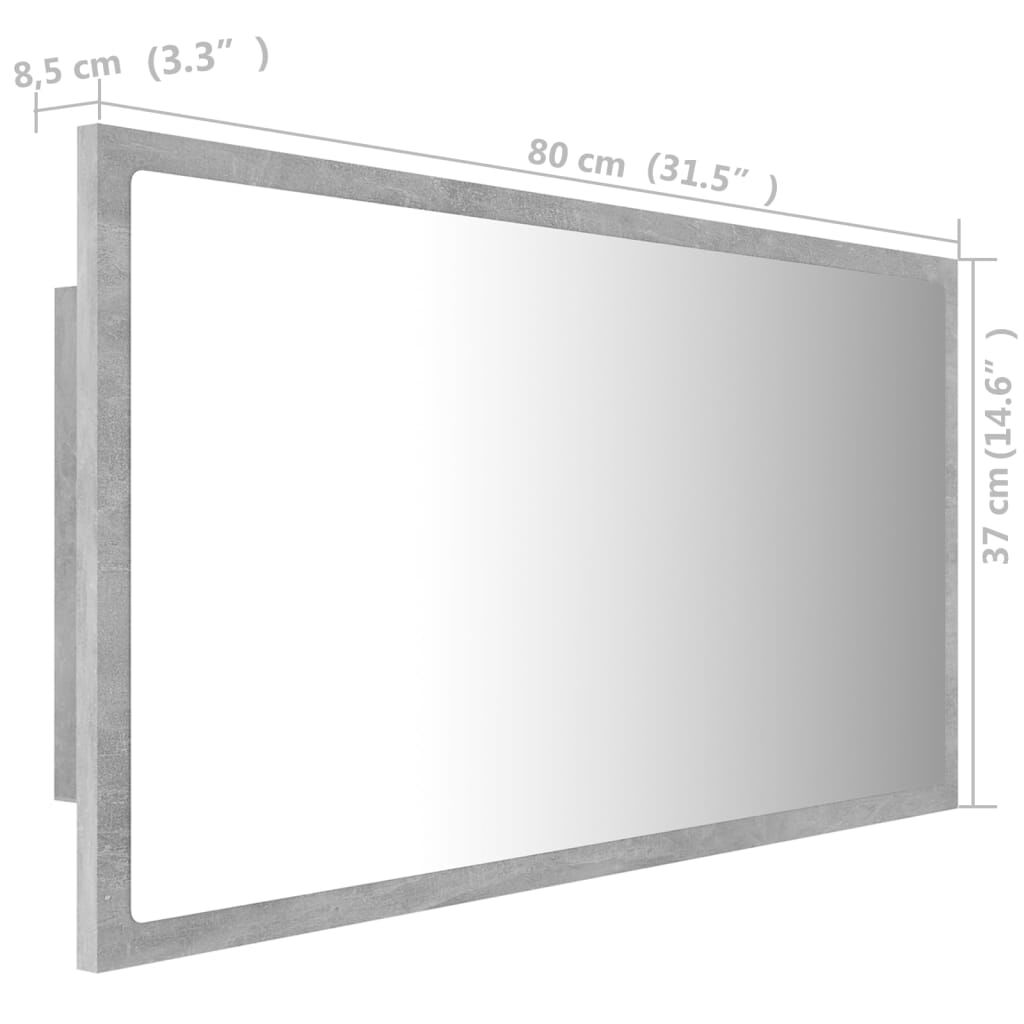 vidaXL Καθρέφτης Μπάνιου Γκρι Σκυροδέματος 80x8,5x37 εκ. Ακρυλικός