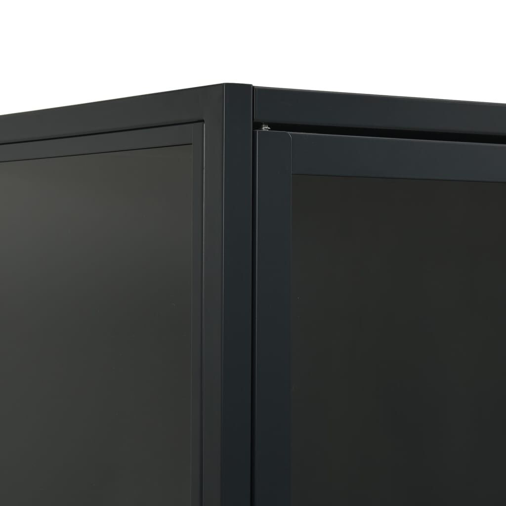 vidaXL Μπουφές Μαύρος 80 x 35 x 135 εκ. από Ατσάλι και Ψημένο Γυαλί