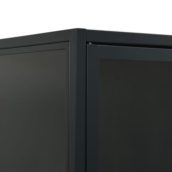 vidaXL Μπουφές Μαύρος 80 x 35 x 135 εκ. από Ατσάλι και Ψημένο Γυαλί