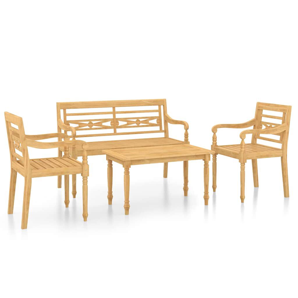 vidaXL Σαλόνι Κήπου Σετ 4 Τεμαχίων από Μασίφ Ξύλο Teak