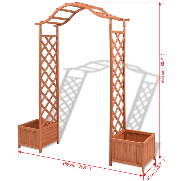 vidaXL Καφασωτό Αψίδα με Γλάστρες 180 x 40 x 205 εκ.