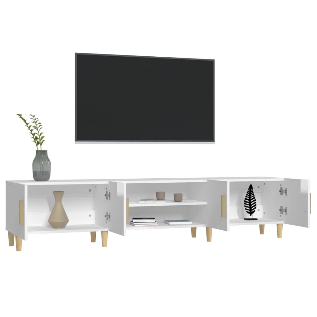 vidaXL Έπιπλο Τηλεόρασης Γυαλ. Λευκό 180x31,5x40 εκ Επεξεργασμένο Ξύλο