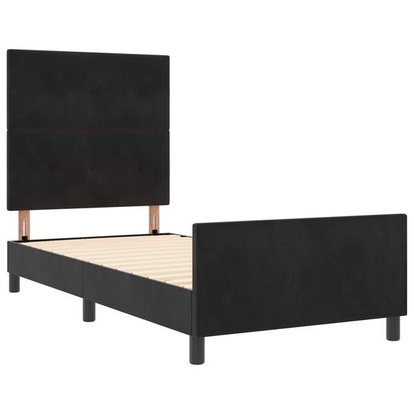 vidaXL Σκελετός Κρεβατιού με κεφαλάρι Μαύρο 100 x 200 cm Βελούδο