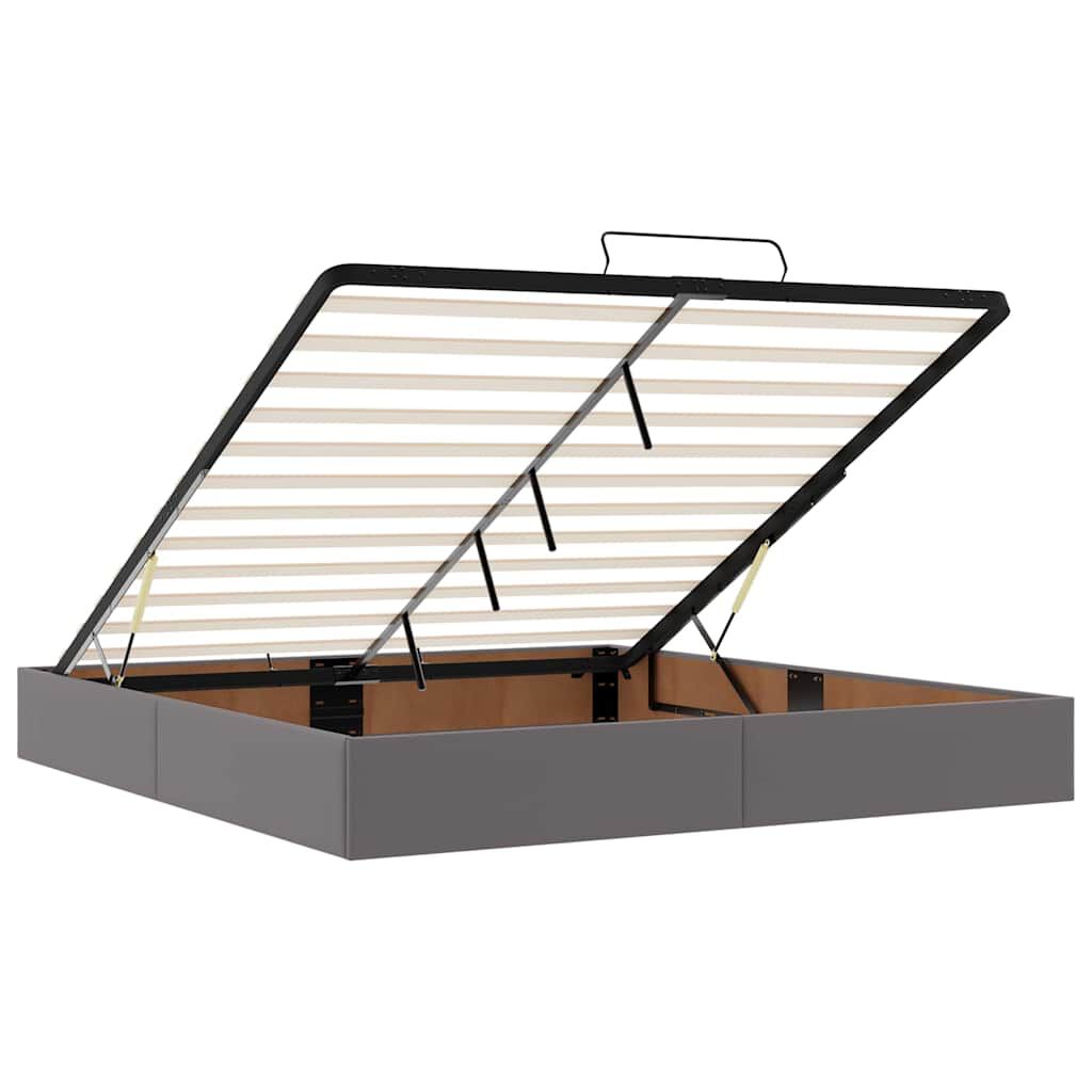 vidaXL Οθωμανικό κρεβάτι με στρώματα & LEDs Γκρι Faux Leather