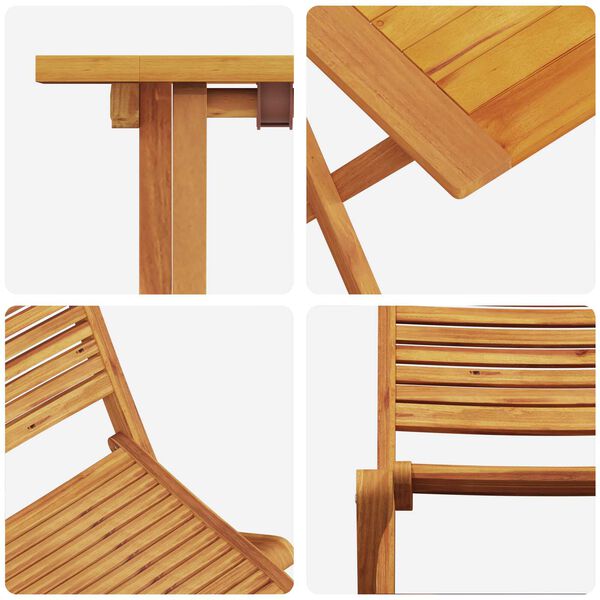 vidaXL Φορητό Σετ Μπιζερί Πτυσσόμενος 3 pcs Καφέ Μασίφ ξύλο ακακίας