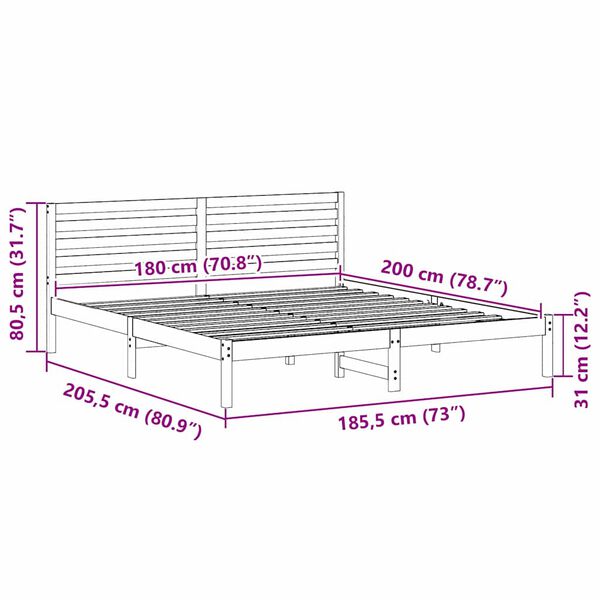 vidaXL Σκελετός Κρεβατιού Λευκό 180 x 200 cm Μασίφ ξύλο πεύκου
