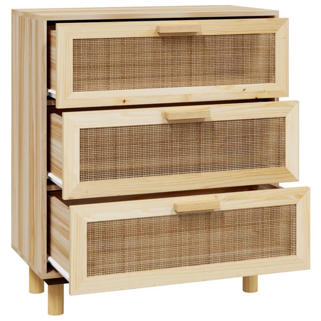 vidaXL Ντουλάπι Καφέ 60 x 30 x 70 εκ. από Μασίφ Πεύκο & Φυσικό Ρατάν