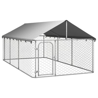 vidaXL Κλουβί Σκύλου Εξωτερικού Χώρου 400 x 200 x 150 εκ. με Στέγαστρο