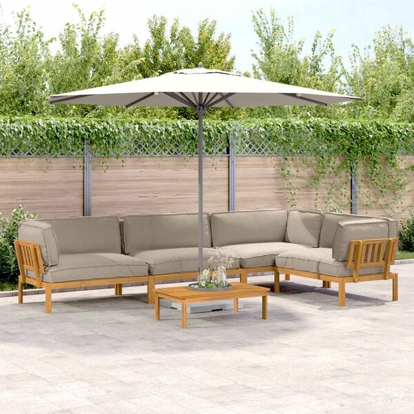 vidaXL &Sigma;&epsilon;&tau; &Kappa;&alpha;&nu;&alpha;&pi;έ &mu;&epsilon; &mu;&alpha;&xi;&iota;&lambda;ά&rho;&iota; 5 pcs Taupe &Sigma;&tau;&epsilon;&rho;&epsilon;ό &Xi;ύ&lambda;&omicron; &Alpha;&kappa;&alpha;&kappa;ί&alpha;&sigmaf;