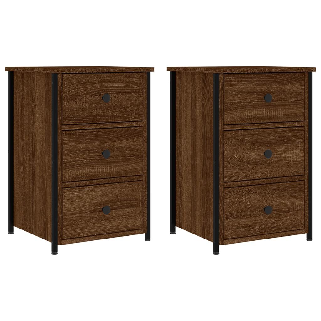 vidaXL Κομοδίνα 2 τεμ. Καφέ Δρυς 40x36x60 εκ. από Επεξεργασμένο Ξύλο