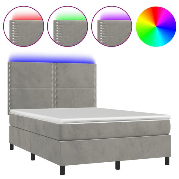 vidaXL &Kappa;&rho;&epsilon;&beta;ά&tau;&iota; Boxspring &mu;&epsilon; &Sigma;&tau;&rho;ώ&mu;&alpha; & LED &Alpha;&nu;.&Gamma;&kappa;&rho;&iota; 140x200 &epsilon;&kappa;. &Beta;&epsilon;&lambda;&omicron;ύ&delta;&iota;&nu;&omicron;