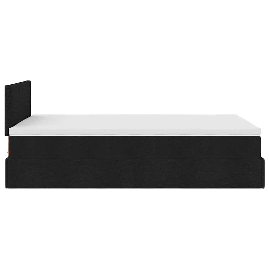 vidaXL Οθωμανικό κρεβάτι με στρώμα Μαύρο 120x190 cm Ύφασμα