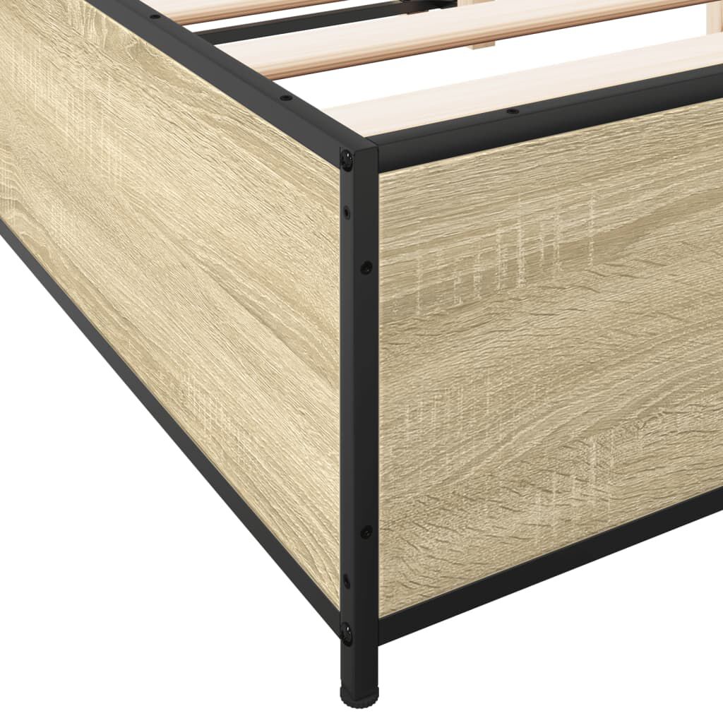 vidaXL Πλαίσιο Κρεβατιού Sonoma Δρυς 120x190 εκ. Επεξ. Ξύλο & Μέταλλο
