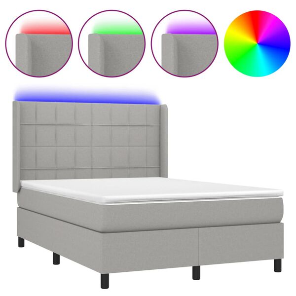 vidaXL &Kappa;&rho;&epsilon;&beta;ά&tau;&iota; Boxspring &mu;&epsilon; &Sigma;&tau;&rho;ώ&mu;&alpha; & LED &Alpha;&nu;.&Gamma;&kappa;&rho;&iota; 140x200&epsilon;&kappa;. &Upsilon;&phi;&alpha;&sigma;&mu;ά&tau;&iota;&nu;&omicron;