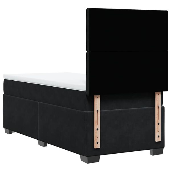 vidaXL Κρεβάτι Boxspring με Στρώμα Μαύρο 90x190 εκ. Βελούδινο