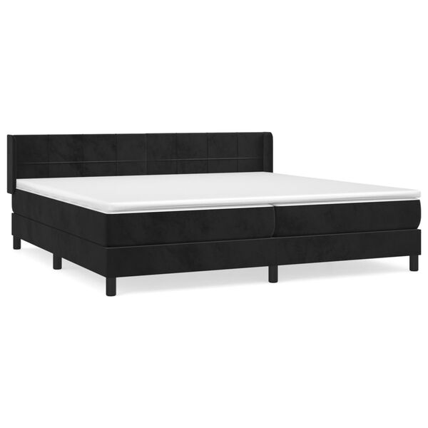 vidaXL Κρεβάτι Boxspring με Στρώμα Μαύρο 200x200 εκ. Βελούδινο