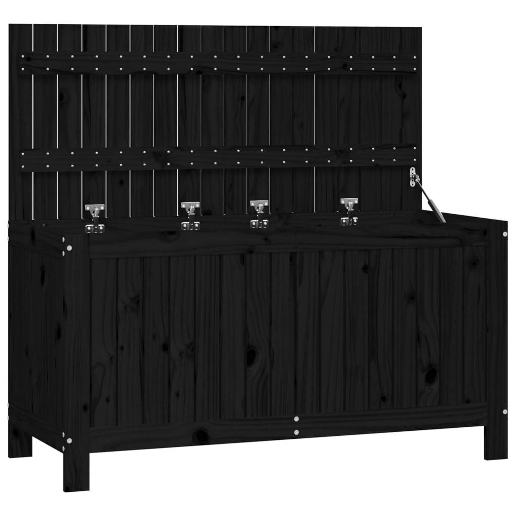 vidaXL Κουτί Αποθήκευσης Κήπου Μαύρο 115x49x60 εκ. Μασίφ Ξύλο Πεύκου