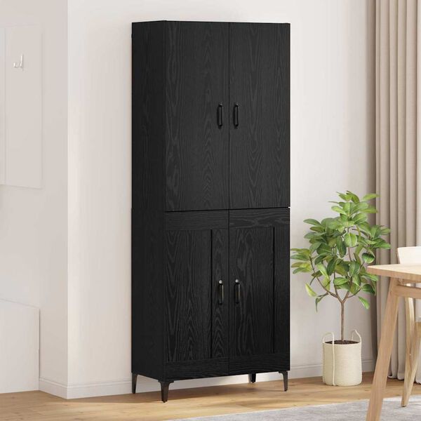 vidaXL Highboard &Mu;&alpha;ύ&rho;&eta; &Omicron;&xi;&upsilon;ά 69,5 x 34 x 180 &epsilon;&kappa;. &Epsilon;&pi;&epsilon;&xi;&epsilon;&rho;&gamma;&alpha;&sigma;&mu;έ&nu;&omicron; &xi;ύ&lambda;&omicron;