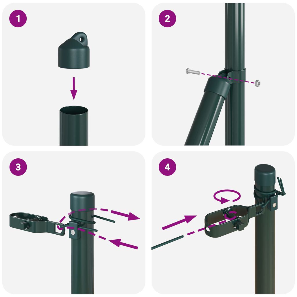 vidaXL Στυλίτες Φράχτη 26 τεμάχια Πράσινος Ø32 mm 210 cm Γαλβανισμένος Χάλυβας