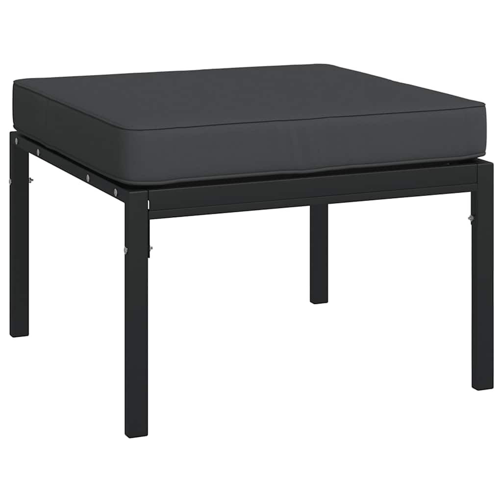 vidaXL Υποπόδια Κήπου 2 τεμ. 60 x 60 x 35 εκ Ατσάλι με Γκρι Μαξιλάρια