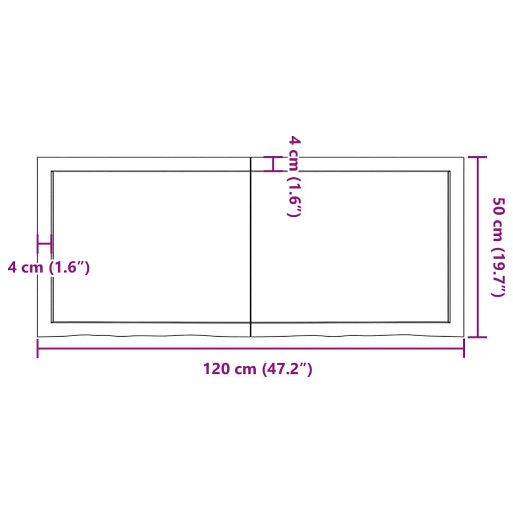 vidaXL Ράφι Τοίχου Σκούρο Καφέ 120x50x(2-6) εκ. Επεξ. Μασίφ Ξύλο Δρυός