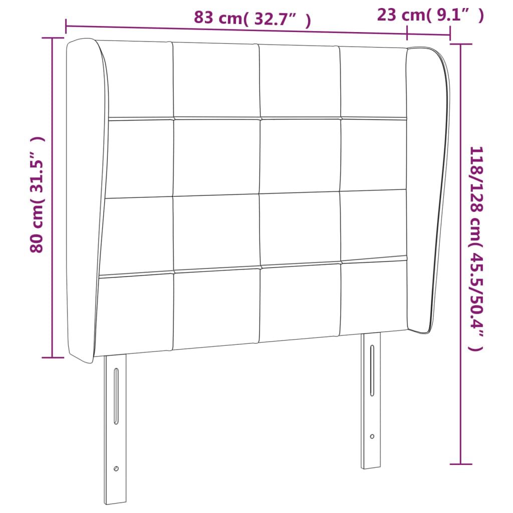 vidaXL Κεφαλάρι με Πτερύγια Σκούρο Μπλε 83x23x118/128 εκ. Βελούδινο