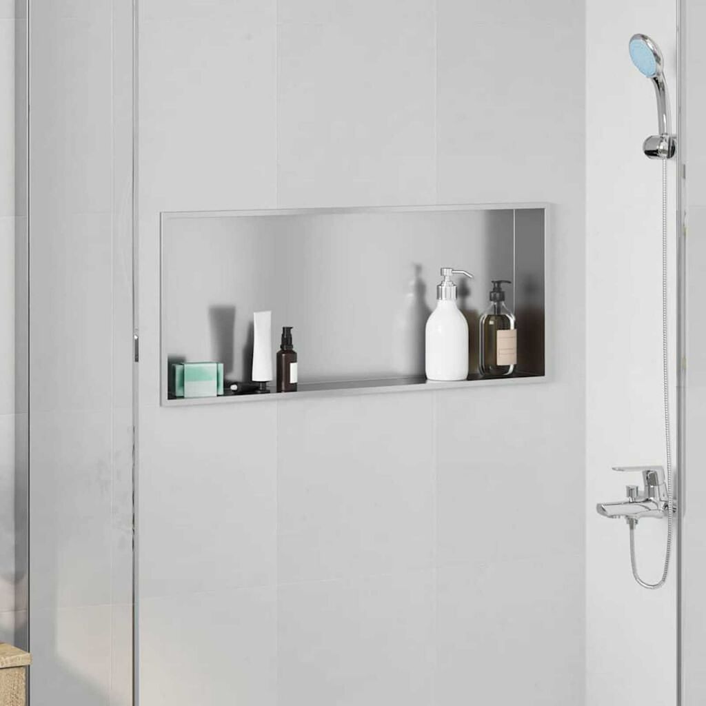 vidaXL Νίτσα Μπάνιου Ασημί 75 x 30 x 9.5 εκ. Ανοξείδωτο ατσάλι