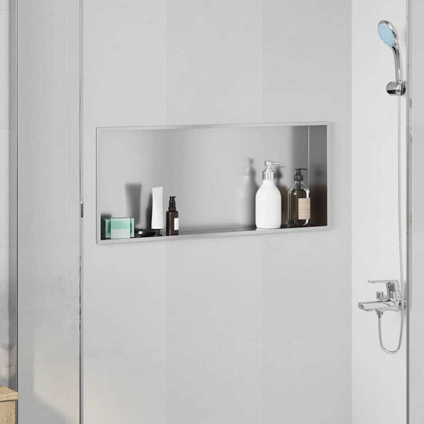 vidaXL Νίτσα Μπάνιου Ασημί 75 x 30 x 9.5 εκ. Ανοξείδωτο ατσάλι