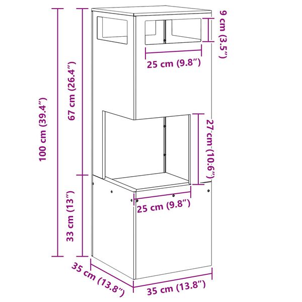 vidaXL Σχάρα Ξυλόφουρνου Τετράγωνη Μαύρη 35x35x100 εκ Ατσάλι