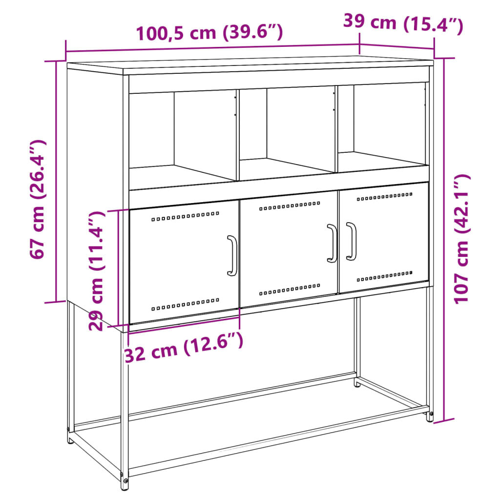 vidaXL Ντουλάπι Πράσινο Λαδί 100,5x39x107 εκ. από Ατσάλι