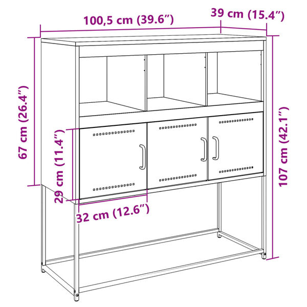 vidaXL Ντουλάπι Πράσινο Λαδί 100,5x39x107 εκ. από Ατσάλι