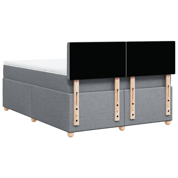 vidaXL Κρεβάτι Boxspring με Στρώμα Ανοιχτό Γκρι 140x200 εκ. Υφασμάτινο